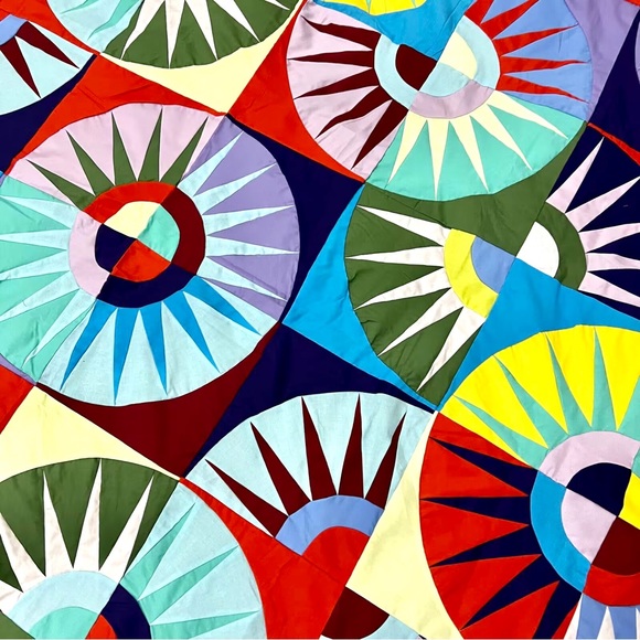 Handmade New York Dazzling Patchwork Cotton Queen Size Sewing Quilt Top/Topper - Picture 3 of 4